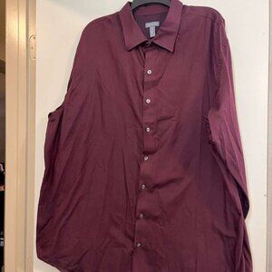 Van Heusen Mens Big and Tall 2XLT Long‎ Sleeve Button Up Maroon Shirt